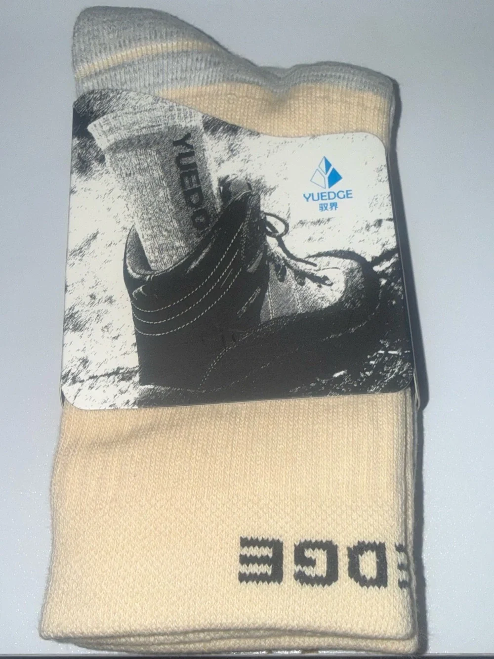 Yuedge 3-Pack Colorful Cushioned Crew Socks Cotton Blend Work Hiking Boot Socks